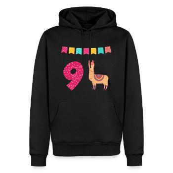 9. Geburtstag Lama Alpaka - Männer Premium Bio Hoodie - Schwarz - Vorne - Nico (187cm)