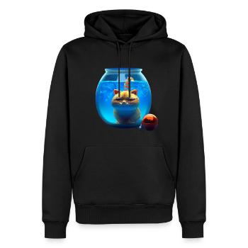 Weihnachtskatze in einem Fischglas - Männer Premium Bio Hoodie - Schwarz - Vorne - Nico (187cm)