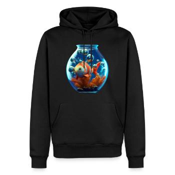 Poisson rouge dans un bocal - Sweat à capuche Premium bio Homme - noir - Devant - Nico (187cm)