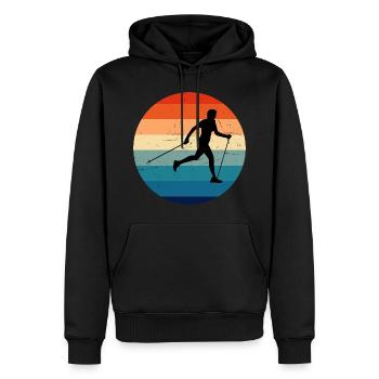 Hommes Femmes Marche nordique Marche Marche - Sweat à capuche Premium bio Homme - noir - Devant - Nico (187cm)