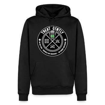 Traitement doux La pièce unique est de 65 | Les couleurs peuvent être changées - Sweat à capuche Premium bio Homme - noir - Devant - Nico (187cm)