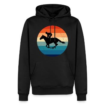 Saut d’obstacles Équitation Chasse équestre - Sweat à capuche Premium bio Homme - noir - Devant - Nico (187cm)