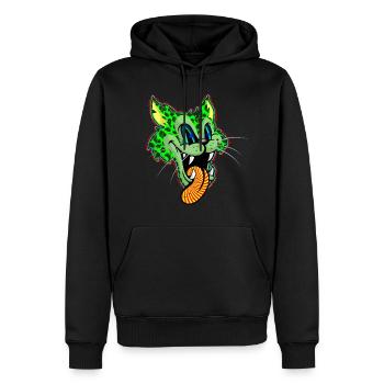 Leopard Grün Comic Psychedelisch - Männer Premium Bio Hoodie - Schwarz - Vorne - Nico (187cm)