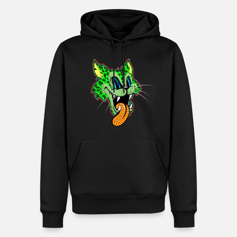 Leopard Grün Comic Psychedelisch - Männer Premium Bio Hoodie - Schwarz