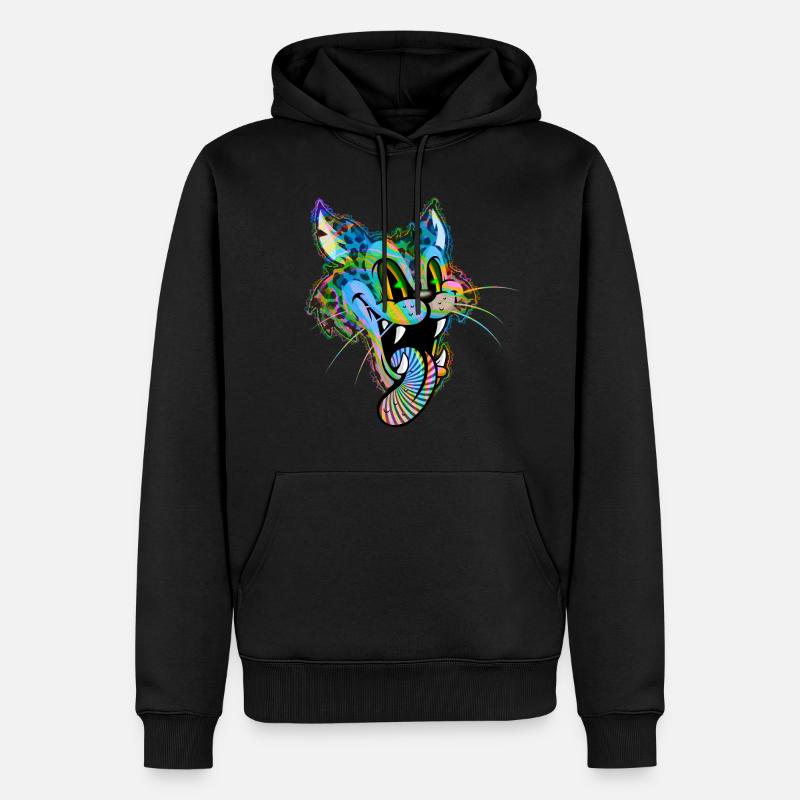 Leopard Comic Psychedelisch - Männer Premium Bio Hoodie - Schwarz