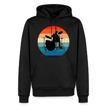 Percussionniste Batteur Batterie Jouant de la batterie - Sweat à capuche Premium bio Homme - noir - Devant - Nico (187cm)