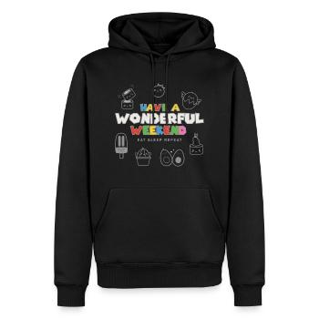 Frohes Wochenende (grau) - Männer Premium Bio Hoodie - Schwarz - Vorne - Nico (187cm)