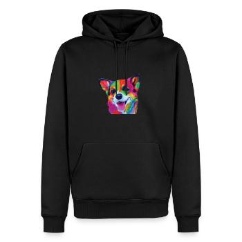 Chien cool - Sweat à capuche Premium bio Homme - noir - Devant - Nico (187cm)