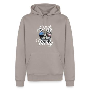 Die dreckigen Dreißig - Männer Premium Bio Hoodie - Taupe - Vorne - Nico (187cm)