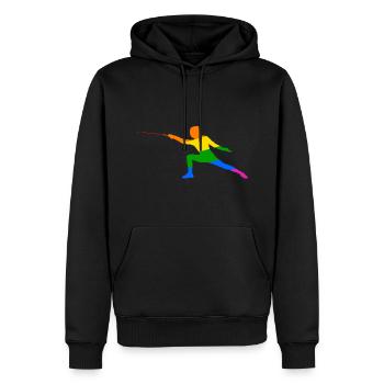 Rainbow Fencing - Men’s Premium Organic Hoodie - black - Front - Nico (187cm)