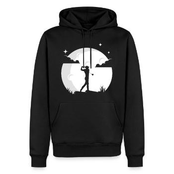 Golf Mond Golfer Golfer Golf - Männer Premium Bio Hoodie - Schwarz - Vorne - Nico (187cm)