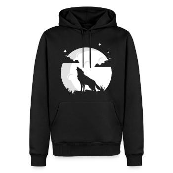 Wolf Mond Wolfsrudel Wolf Wölfe - Männer Premium Bio Hoodie - Schwarz - Vorne - Nico (187cm)