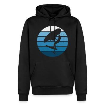 wingfoil femmes wingsurfen hydrofoil foilwing - Sweat à capuche Premium bio Homme - noir - Devant - Nico (187cm)