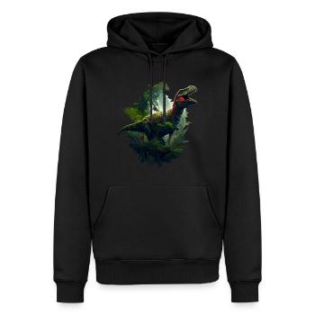 Dinosaure - Sweat à capuche Premium bio Homme - noir - Devant - Nico (187cm)