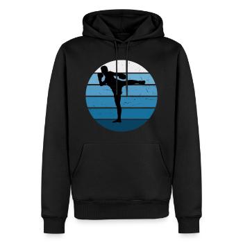 Boxe Thaï Muay Thai Hommes Thaiboxing Femmes - Sweat à capuche Premium bio Homme - noir - Devant - Nico (187cm)