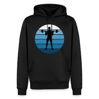 Musculation Femmes Hommes Haltérophilie Cardio - Sweat à capuche Premium bio Homme - noir - Devant - Nico (187cm)