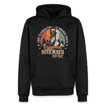 Décembre 1952 Jubilé 1952 Légendes Décembre - Sweat à capuche Premium bio Homme - noir - Devant - Nico (187cm)