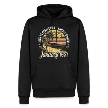 1981 Geburtstag Januar 1981 - Geschenk Januar 1981 - Männer Premium Bio Hoodie - Schwarz - Vorne - Nico (187cm)