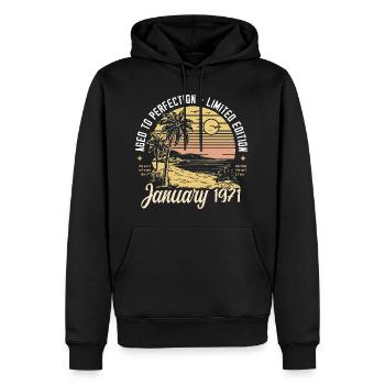 1971 Geburtstag Januar 1971 - Geschenk Januar 1971 - Männer Premium Bio Hoodie - Schwarz - Vorne - Nico (187cm)