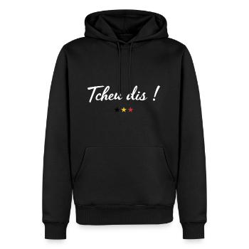Tcheu dis ! - Sweat à capuche Premium bio Homme - noir - Devant - Nico (187cm)
