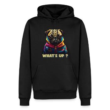 Cool Carlin design Quoi de neuf? - Sweat à capuche Premium bio Homme - noir - Devant - Nico (187cm)