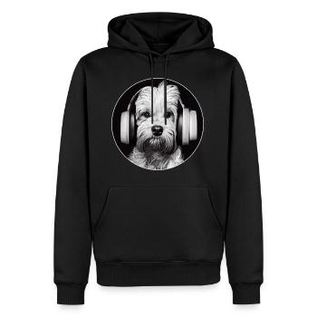 Hund DJ Kopfhörer - Männer Premium Bio Hoodie - Schwarz - Vorne - Nico (187cm)