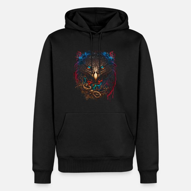 Adler | Adlerkopf | Eagle | 3D Effekt - Männer Premium Bio Hoodie - Schwarz
