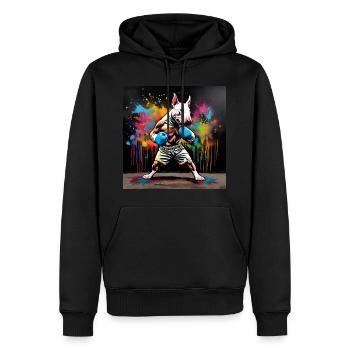 Boxeur Bull Terrier anglais dans une position de boxe - Sweat à capuche Premium bio Homme - noir - Devant - Nico (187cm)