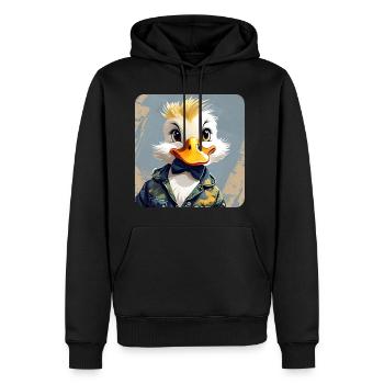 Naughty little duck with bow tie - Men’s Premium Organic Hoodie - black - Front - Nico (187cm)