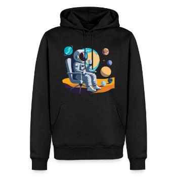 Interstellare Kaffeepause - Männer Premium Bio Hoodie - Schwarz - Vorne - Nico (187cm)