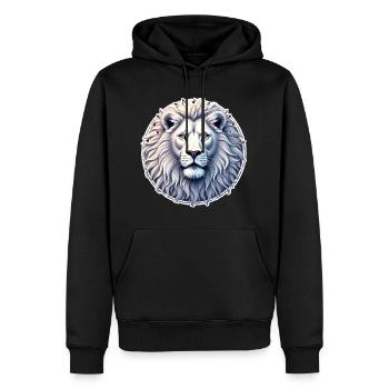 Majestätisches Porträt eines weißen Löwen - Männer Premium Bio Hoodie - Schwarz - Vorne - Nico (187cm)