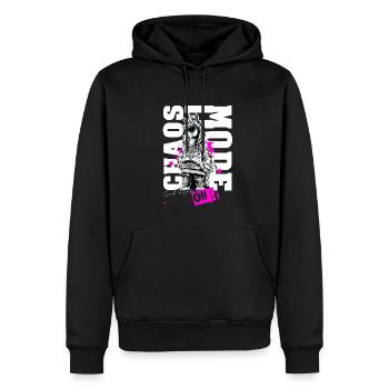 Einhorn "Chaos Mode On" – Für alle, die das Chaos - Männer Premium Bio Hoodie - Schwarz - Vorne - Nico (187cm)