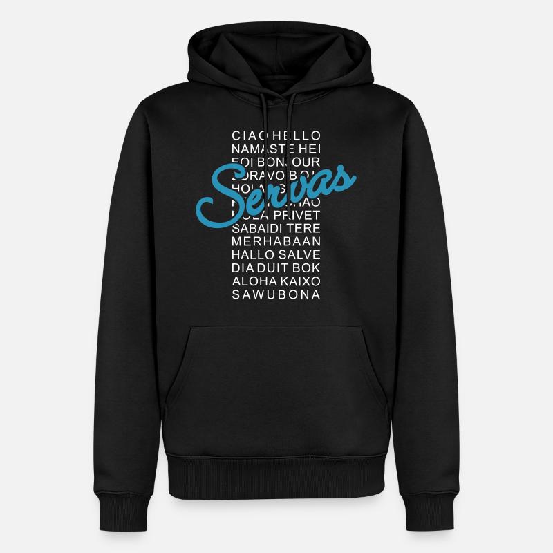 Servas Ciao Hello - Männer Premium Bio Hoodie - Schwarz
