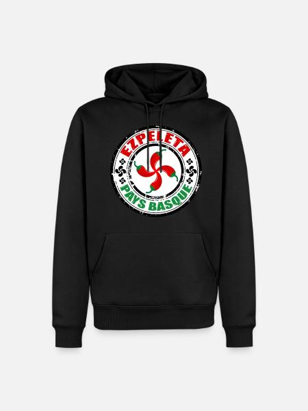 Espelette - Ezpeleta - Sweat à capuche Premium bio Homme - noir