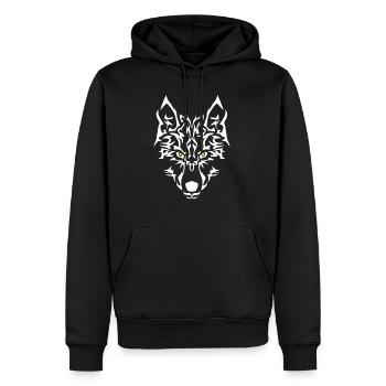 Wolf. Farbauswahl. Fügen Sie Ihren Text hinzu. *BESTSELLER* - Männer Premium Bio Hoodie - Schwarz - Vorne - Nico (187cm)