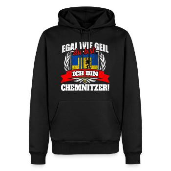 Chemnitzer Chemnitz Sächsisch Sachsen Geschenk - Männer Premium Bio Hoodie - Schwarz - Vorne - Nico (187cm)