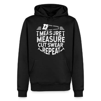 measure. measure. saw. swear. Try again. - Men’s Premium Organic Hoodie - black - Front - Nico (187cm)