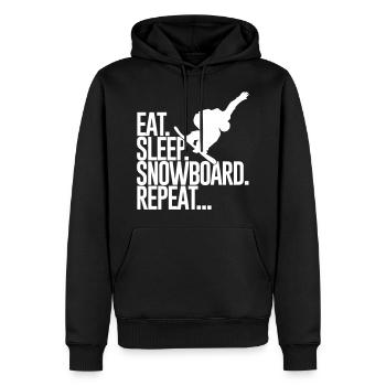 Eat sleep snowboard repeat - Schnowboarding-Schnee - Sweat à capuche Premium bio Homme - noir - Devant - Nico (187cm)