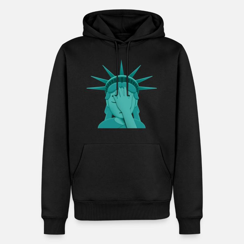 Facepalm Freiheitsstatue - Männer Premium Bio Hoodie - Schwarz