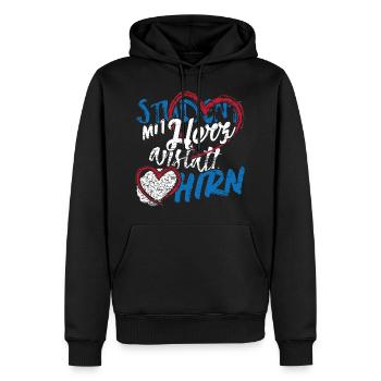 Student mit Herz anstatt Hirn - Männer Premium Bio Hoodie - Schwarz - Vorne - Nico (187cm)