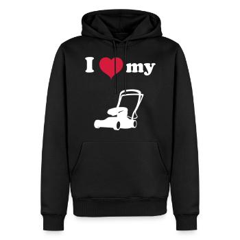 Lawn mower lawn mow green lawn grass gift - Men’s Premium Organic Hoodie - black - Front - Nico (187cm)