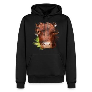 Le bétail bovin Pinzgauer - Sweat à capuche Premium bio Homme - noir - Devant - Nico (187cm)