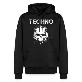 Hardstyle techno - Men’s Premium Organic Hoodie - black - Front - Nico (187cm)