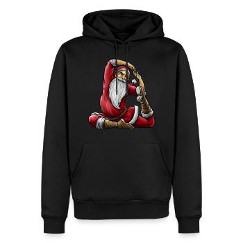 Yogi Santa Claus | Namaste Yoga Weihnachten Mantra - Männer Premium Bio Hoodie - Schwarz - Vorne - Nico (187cm)