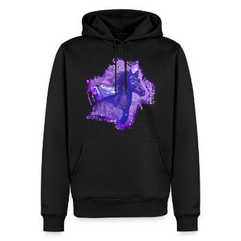 Chevaux Galaxy paillettes violet - Sweat à capuche Premium bio Homme - noir - Devant - Nico (187cm)