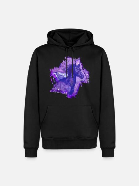 Pferde Galaxy Glitzer Lila - Männer Premium Bio Hoodie - Schwarz