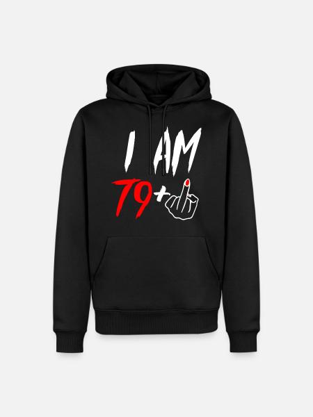 80th birthday middle finger - Men’s Premium Organic Hoodie - black