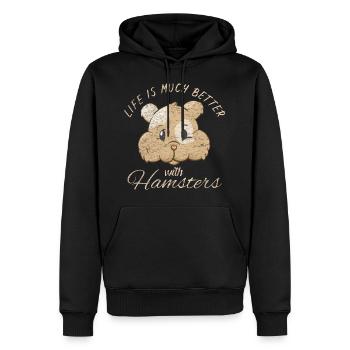 Hamster - Männer Premium Bio Hoodie - Schwarz - Vorne - Nico (187cm)