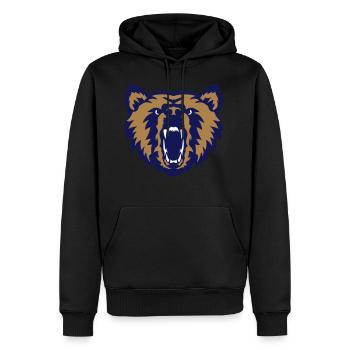 ours face logo club - Sweat à capuche Premium bio Homme - noir - Devant - Nico (187cm)