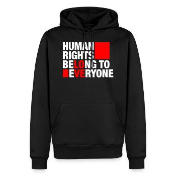 Menschenrechte gehören zu allen - Männer Premium Bio Hoodie - Schwarz - Vorne - Nico (187cm)